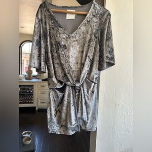 Silver velvet Tunic/short dress.  Size S